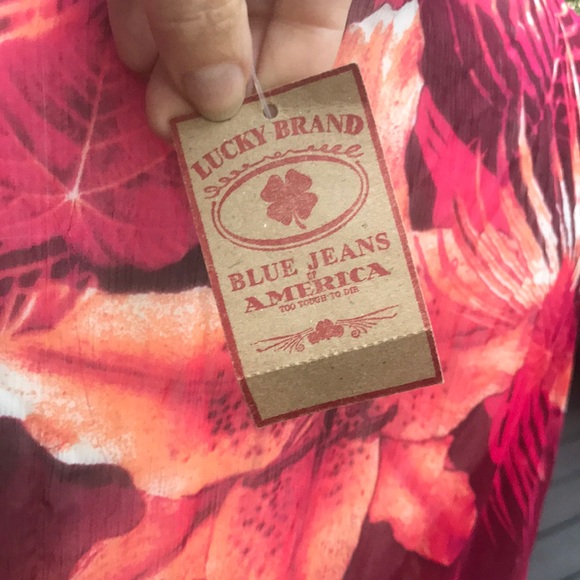 💕Lucky brand. Deep Raspberry Floral , Sheer Maxi cover-up/ long tunic ! 🌸🌷🦋 - Picture 5 of 9